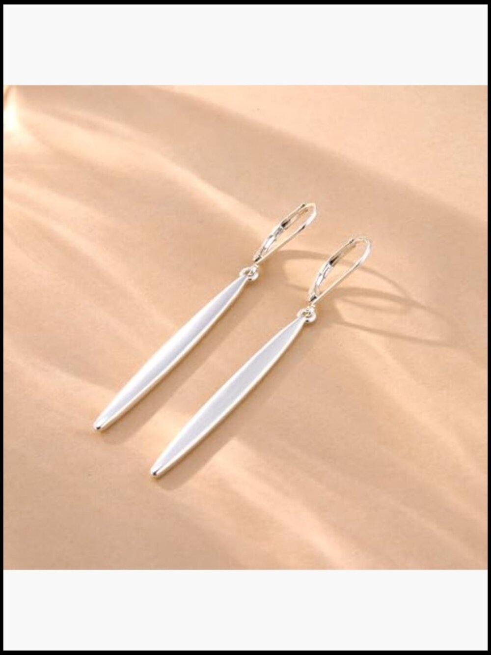 Sterling Silver Gold Plated Long Dangle Drop Earrings Minimalist Leverback - Picture 2 of 7
